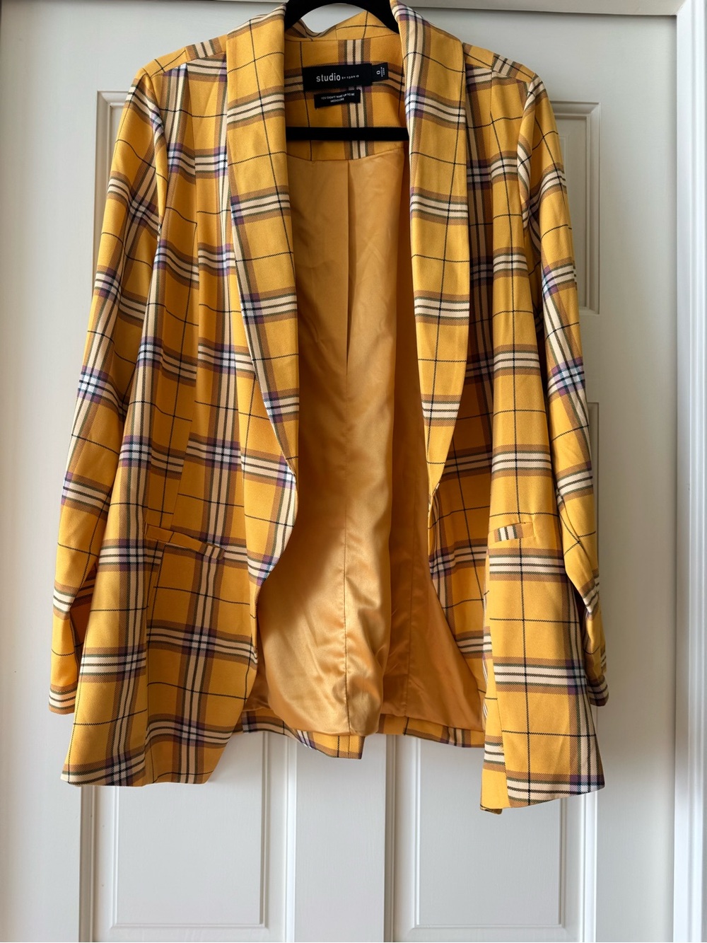 torrid Yellow Plaid Open-Front Blazer